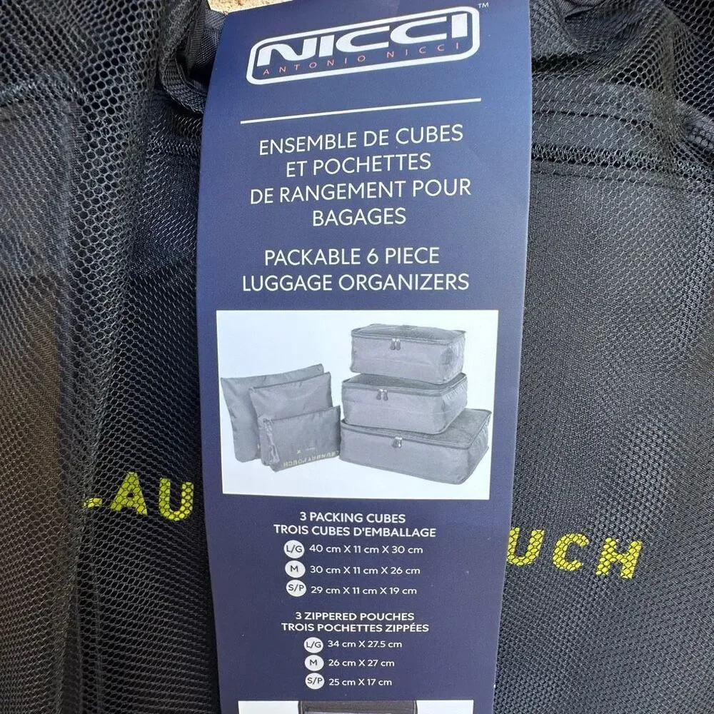 NICCI $76 6-Piece Luggage Organizer Packing Cubes Travel Set NEW